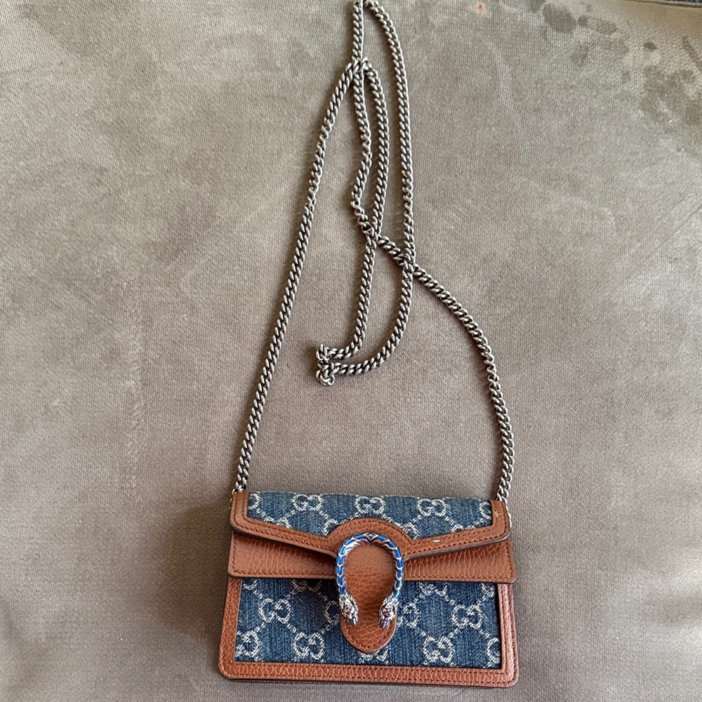 Gucci Blue and Brown Mini Dionysus  Crossbody Bag